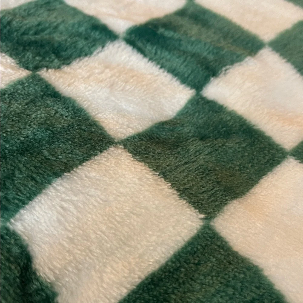 Green and White Checkered Pillow Covers super soft plush new unused
